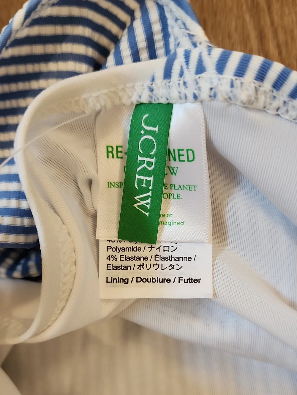 J. Crew Ruched One-Shoulder One-Piece Swimsuit in Seersucker Stripe size 24 NWT